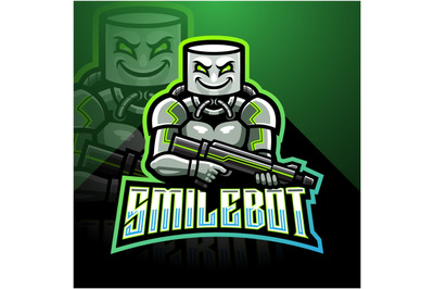 Smile robot esport mascot logo design