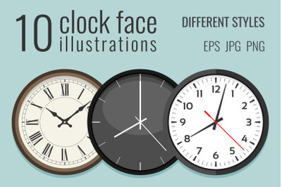 10 clock face illustrations