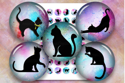 Cats Silhouette Digital Collage Sheet