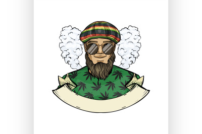 Hand drawn color sketch rastaman 1