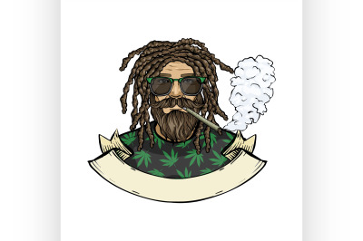 Hand drawn color sketch rastaman 3