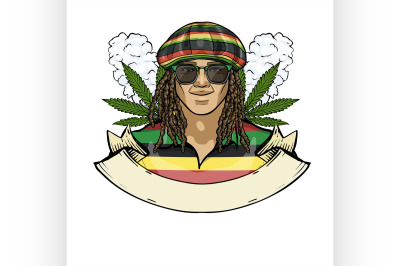 Hand drawn color sketch rastaman 8