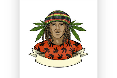 Hand drawn color sketch rastaman 9