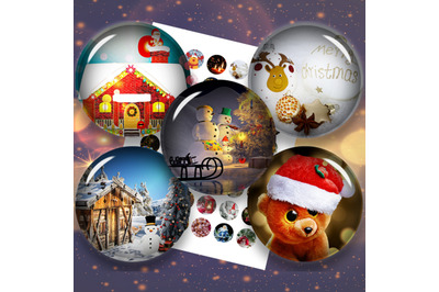 Christmas Collage Sheet,Image Digital Cabochon,Christmas Magnet