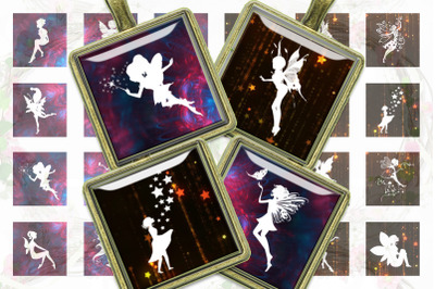 Fairies Silhouettes,Digital Collage Sheet