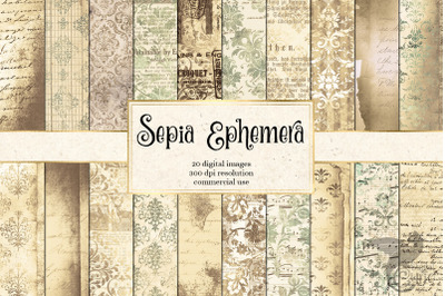 Sepia Ephemera Digital Paper