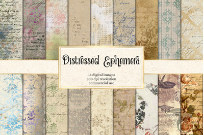 Distressed Ephemera Digital Paper