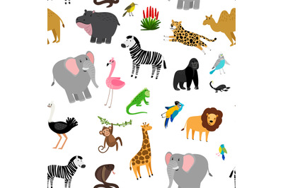 Africa animals pattern. African cute drawing animal seamless pattern f