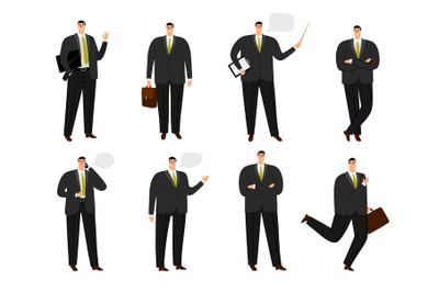 Vector businessman character. Office working man collection isolated o