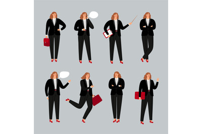 Businesswoman character. Young female professional vector illustration