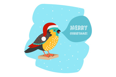 Bird with Santa hat Christmas car template