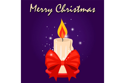 Christmas card with candle and red bow