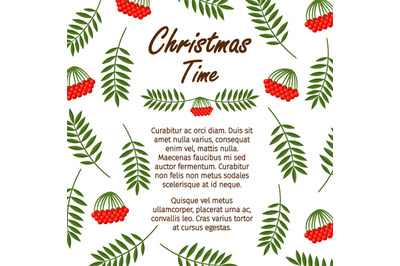 Christmas time banner template with red berries