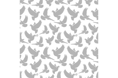 Dove grey silhouettes on white seamless pattern