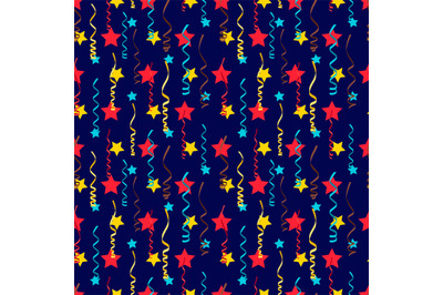 Festive seamless pattern with stars and serpentine