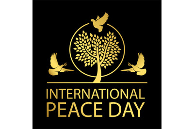 International peace day gold emblem