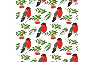 Bullfinch and rowan berries pattern