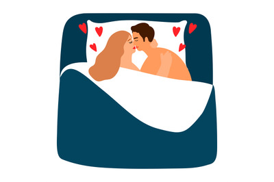 Couple in love in bed