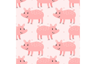 Cute pink pig seamless pattern