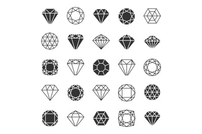 Diamond line icons set