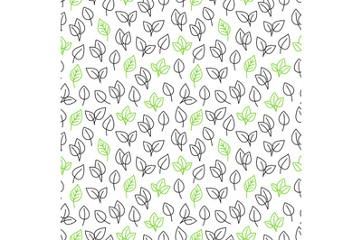 Line leaves seamless pattern