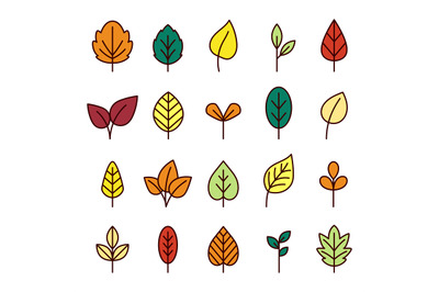 Leaves line icon collection