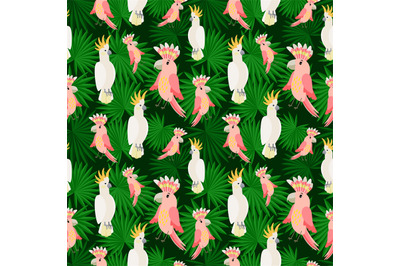 Pink and white parrots pattern