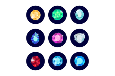 Shine diamond icons set