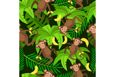 Monkeys and bananas seamless pattern