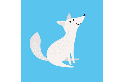 Arctic fox. Snow fox or polar wolf isolated vector illustration