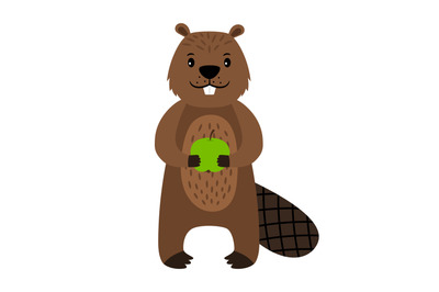 Beaver. Vector cartoon beaver character isolated