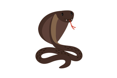 Cobra. Brown poisonous cobra snake attack position vector illustration