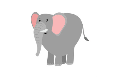 Cute grey cartoon elephant