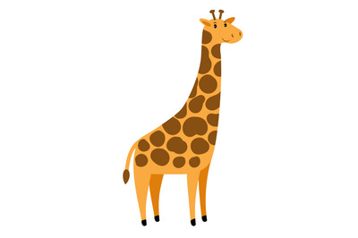 Giraffe. Vector cartoon tall giraffe character, cute african animal wi