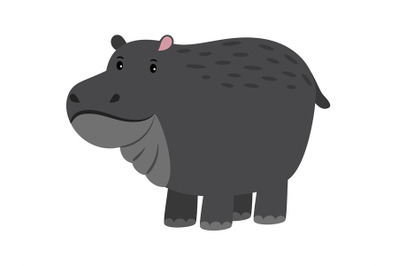 Hippo. Cute vector cartoon hippopotamus, adorable african behemoth ani