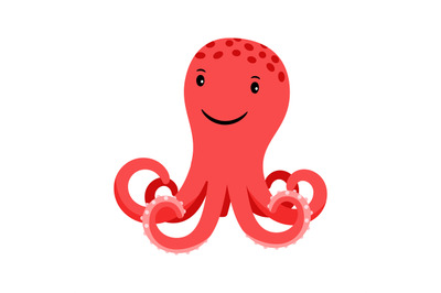 Octopus red cartoon icon