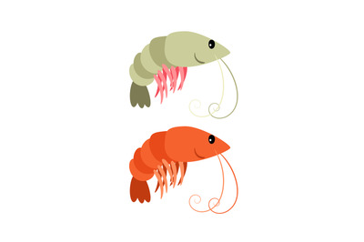 Shrimps cartoon icons set