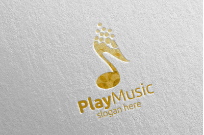 Music Logo with Note and Play Concept 69