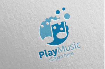 Music Logo with Note and Play Concept 71