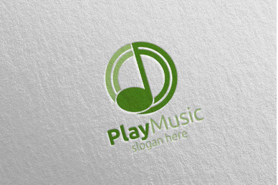 Music Logo with Note and Play Concept 73