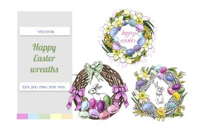 Easter wreath SVG. Easter bunny SVG. Easter decorations. Easter eggs.