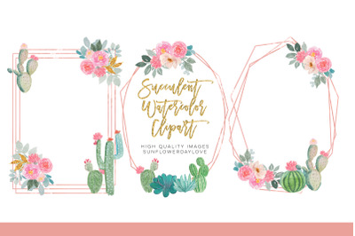 Succulent Watercolor Clipart Cactus Flower Clipart