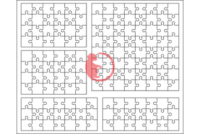 White puzzle pack, All puzzles separated, SVG, DXF, PNG, EPS and JPG