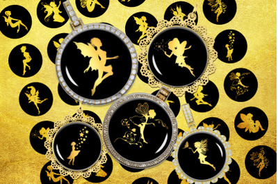 Fairies Silhouettes,Gold Fairy Images,Fairy Pendant