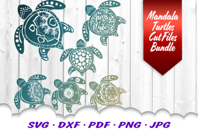 Mandala Turtle SVG DXF Cut Files Bundle