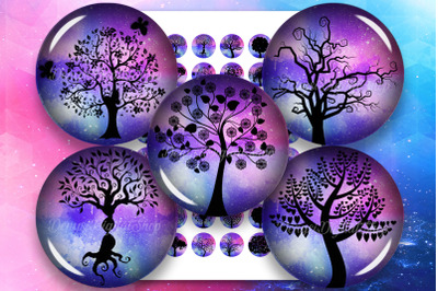 Tree Silhouettes,Tree of Life Printable Circles