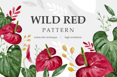 Red flower patterns