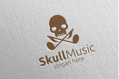 Music Logo with Skull and Play Concept 76