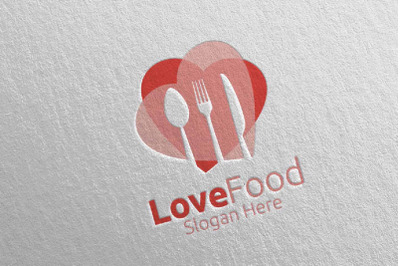 Love Healthy Food Logo Template for Restaurant or Cafe 3