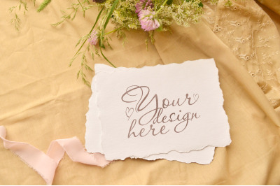 Wedding stylish greeting card or invitation mock up